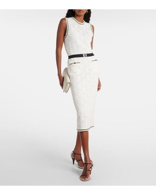 Tory Burch White Belted Cotton Midi Dress