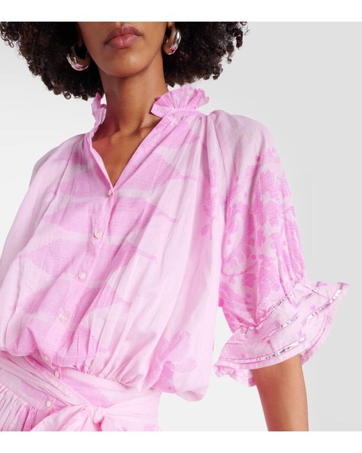 Juliet Dunn Pink Printed Cotton Shirt Dress