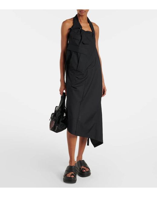 Junya Watanabe Black Halterneck Wool Midi Dress