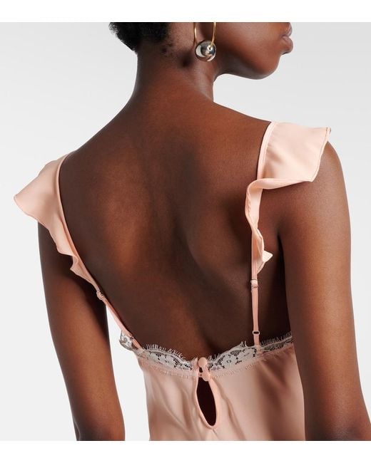 Faithfull The Brand Pink Sella Lace-Trimmed Satin Maxi Dress