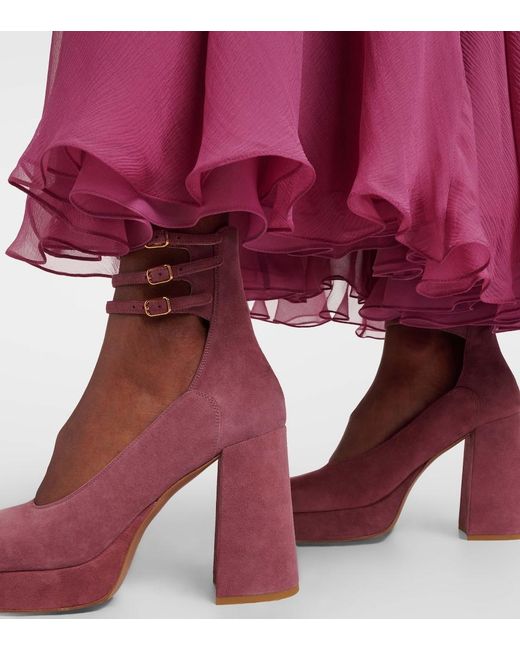Chloé Purple Loti 100 Suede Platform Pumps