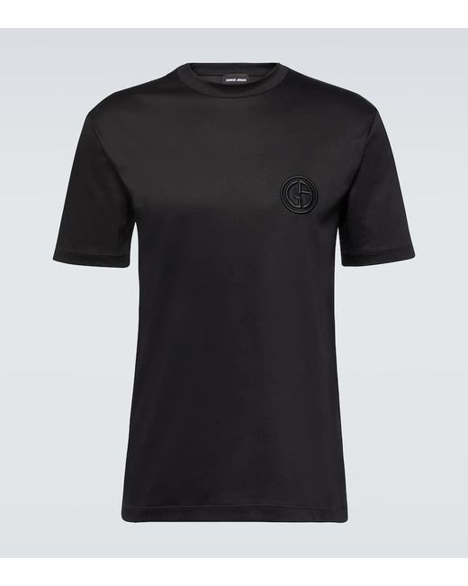 T-shirt in jersey di cotone di Giorgio Armani in Black da Uomo