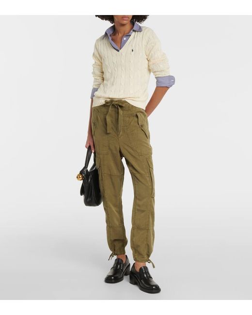 Pullover in cotone a trecce di Polo Ralph Lauren in Natural