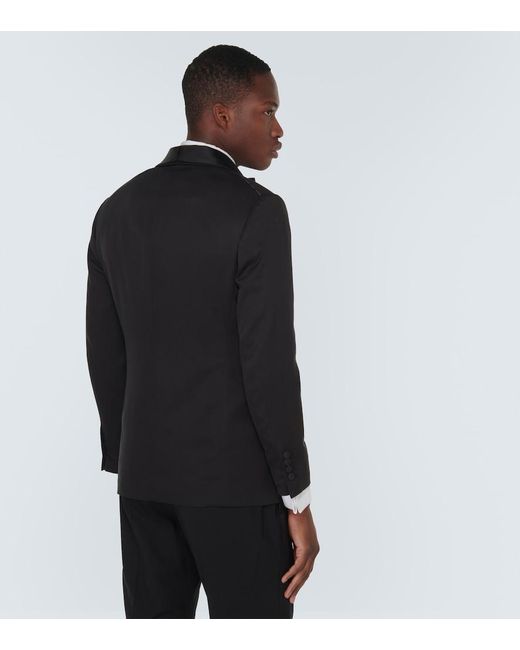 Brunello Cucinelli Black Single-Breasted Silk Tuxedo Jacket for men