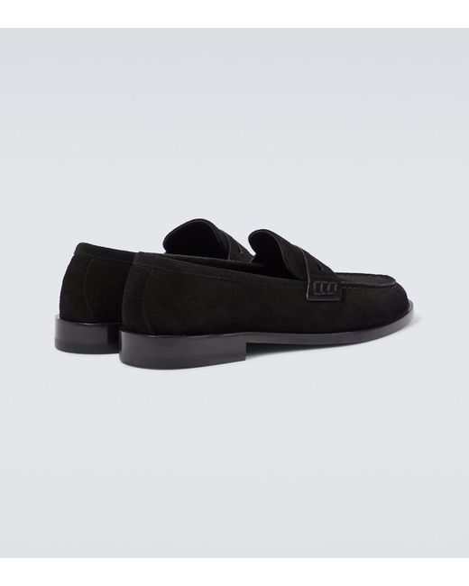 Manolo Blahnik Black Perry Suede Penny Loafers for men