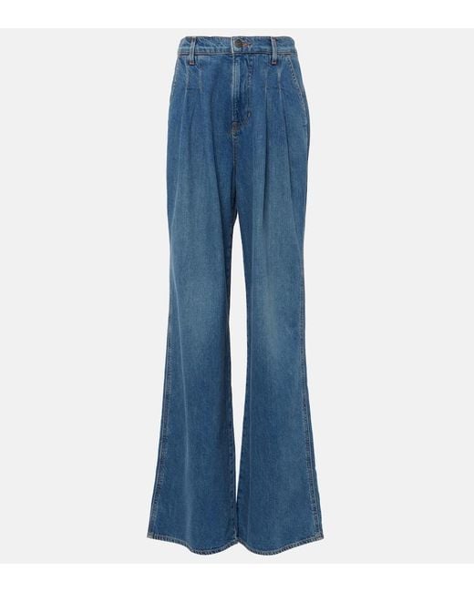 Veronica Beard Blue Mid-Rise Wide-Leg Jeans Mia