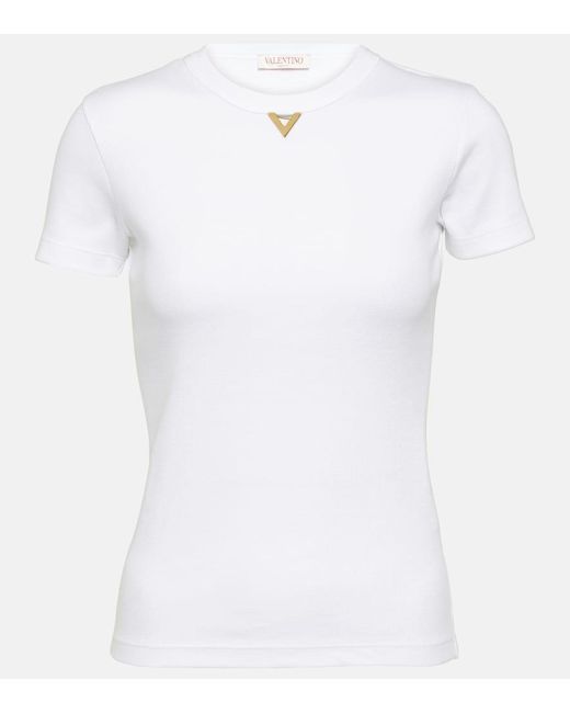 Camiseta de jersey de mezcla de algodon Valentino de color White