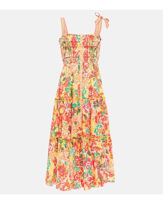 Poupette White Triny Printed Midi Dress