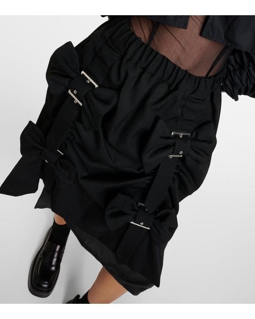 Noir Kei Ninomiya Black Ribbon Strap Wool Midi Skirt