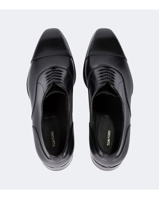 Tom Ford Black Elkan Leather Oxford Shoes for men