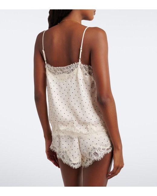 Faithfull The Brand White Marisol Lace-Trimmed Polka-Dot Satin Shorts