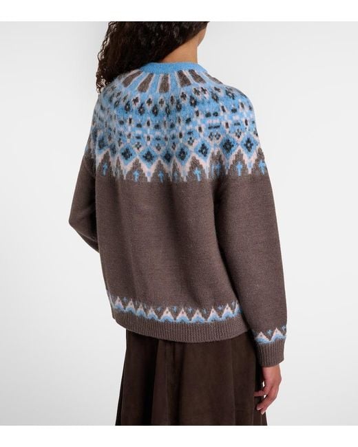 Staud Gray Zane Fair Isle Wool-Blend Sweater