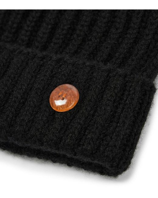 God's True Cashmere Black Molly Hogan Ribbed-Knit Cashmere Beanie
