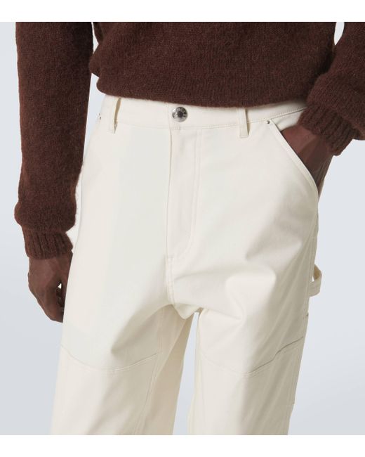 Moncler White Cotton Canvas Straight Pants for men