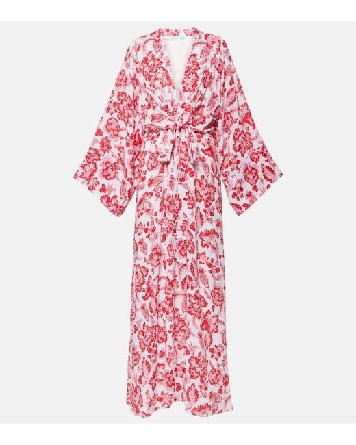 Melissa Odabash Red Wisdom Floral Wrap Dress
