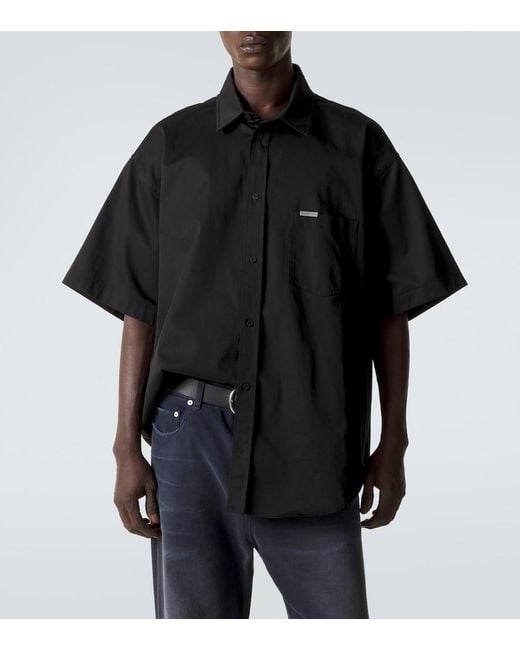 Balenciaga Black Logo Cotton Twill Shirt for men