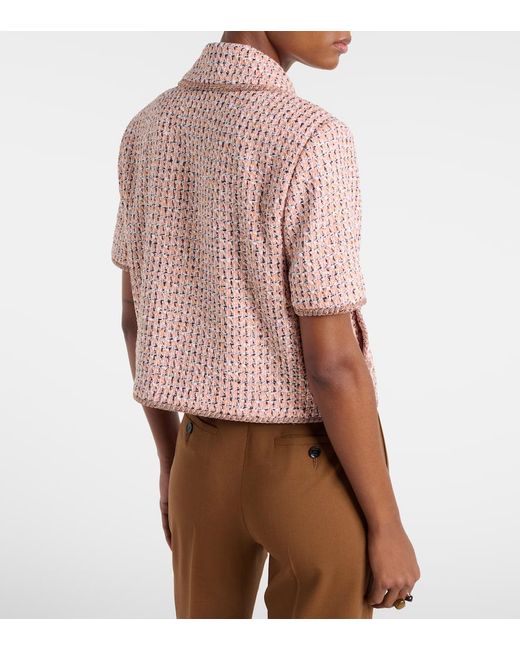 Etro Pink Cropped Tweed Jacket