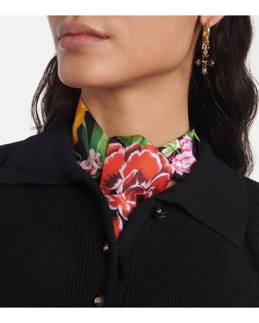 Foulard En Soie A Fleurs Dolce & Gabbana en coloris White