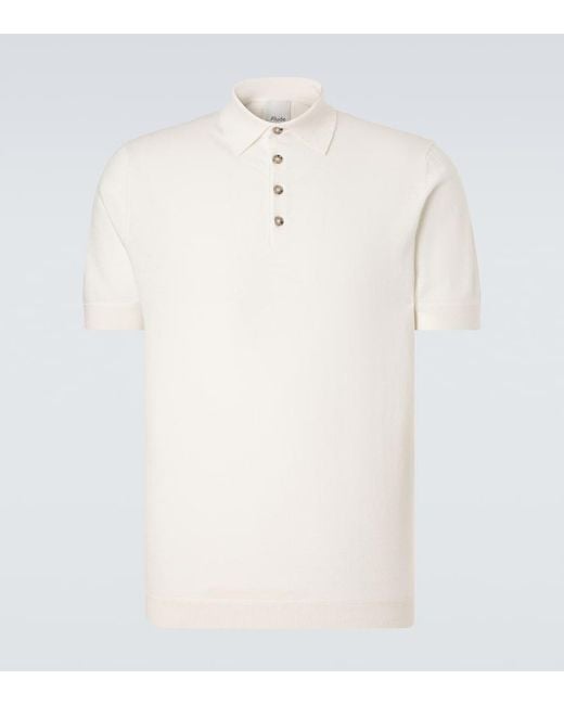 Allude White Cotton, Silk, And Cashmere Polo Shirt for men