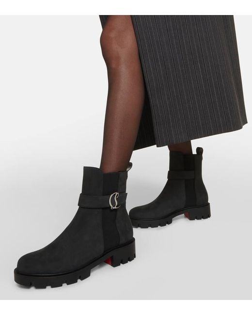 Christian Louboutin Black Cl Chelsea Leather Lug-sole Boots