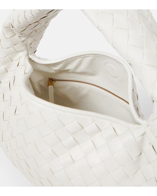 Bottega Veneta White Hop Intrecciato Leather Shoulder Bag