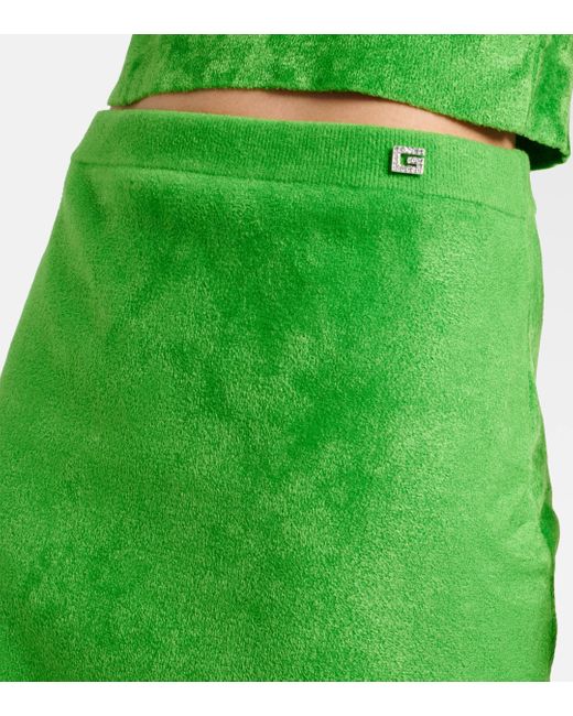 Gucci Green Crystal G Ribbed-knit Pencil Skirt