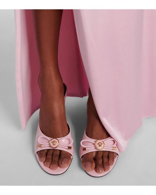Versace Pink Opera 85 Patent Leather Mules