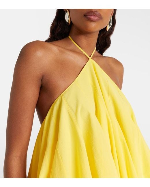 Jacquemus Yellow Triangle Asymmetric Cotton-Blend Minidress