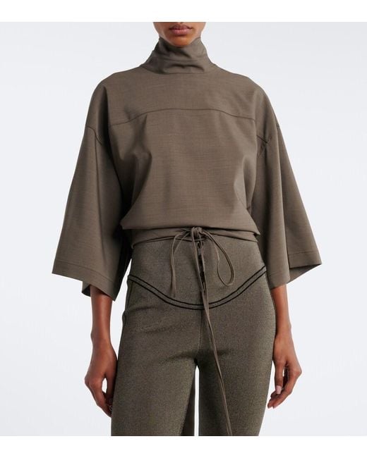 Jacquemus Brown Havana Tie-Detail Wool Top