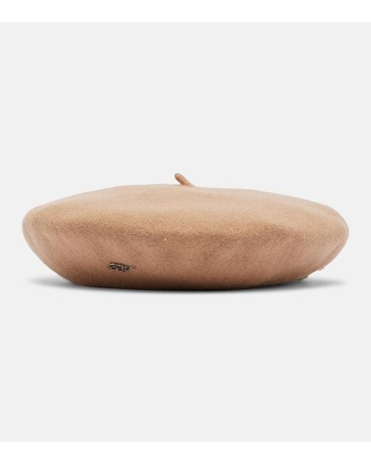 Roger Vivier Natural Embellished Wool Beret