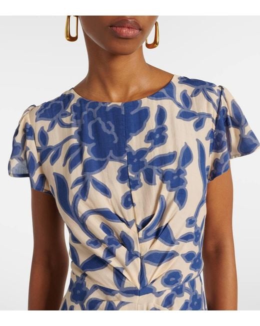 Robe Midi En Crepe A Fleurs Velvet en coloris Blue