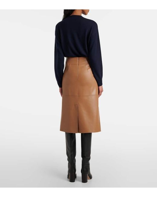 Max Mara Brown Faux Leather Midi Skirt