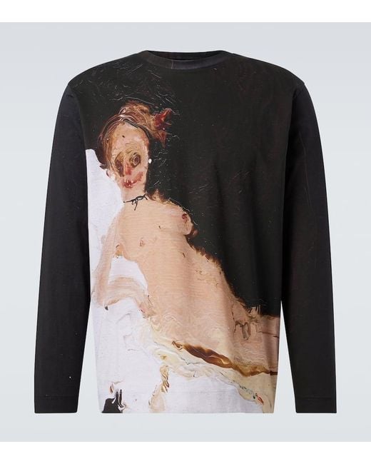 Simone Rocha Olympia Printed Cotton Jersey T-Shirt in Black for