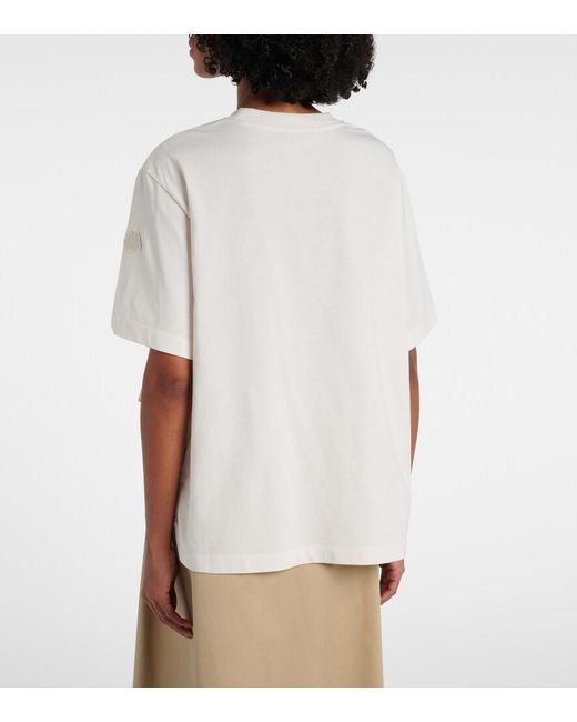 Moncler White Embroidered Oversized Cotton Jersey T-Shirt