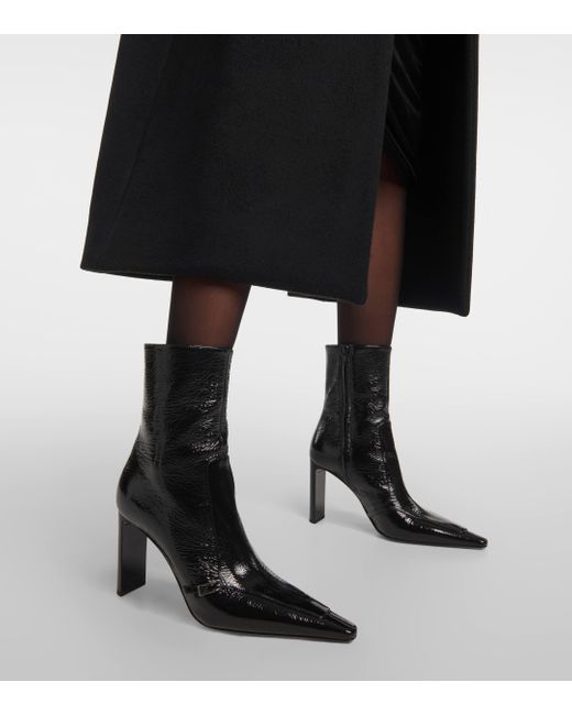 Saint Laurent Black Aston 95 Leather Ankle Boots