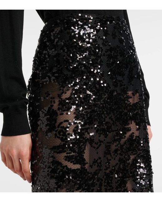 Victoria Beckham Black Midirock Mit Pailletten