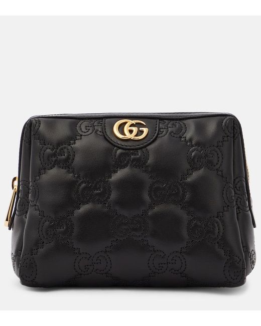 Gucci Black GG Matelasse Leather Makeup Bag