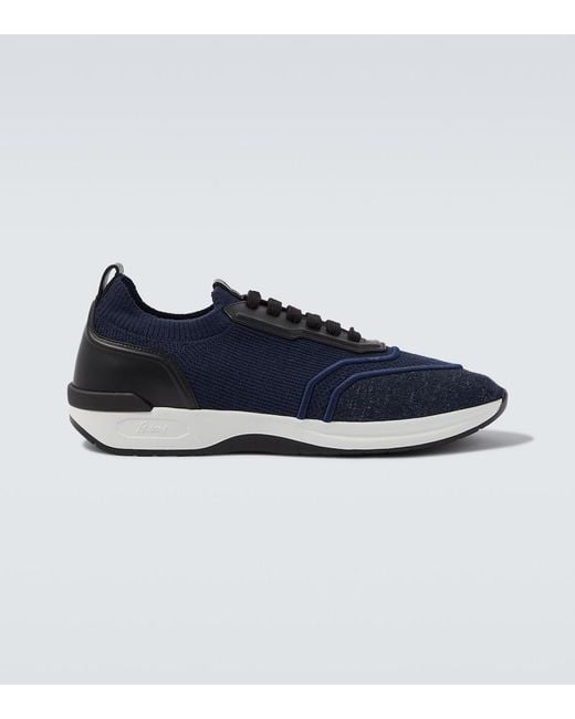 Brioni Blue Socks Knitted Sneakers for men