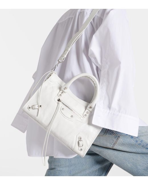 Balenciaga White Le City Small Leather Shoulder Bag