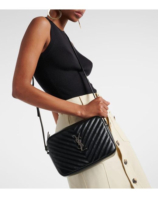 Saint Laurent Black Lou Quilted Leather Camera Bag