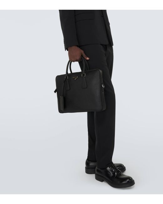 Porte-documents en cuir Prada pour homme en coloris Black