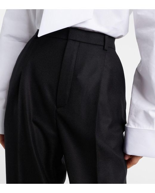 Saint Laurent Black High-Rise Cashmere Straight Pants