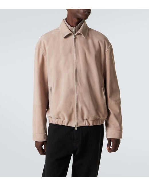 Brunello Cucinelli Pink Suede Blouson Jacket for men