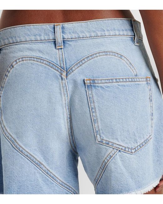 Area Blue Embellished Denim Shorts