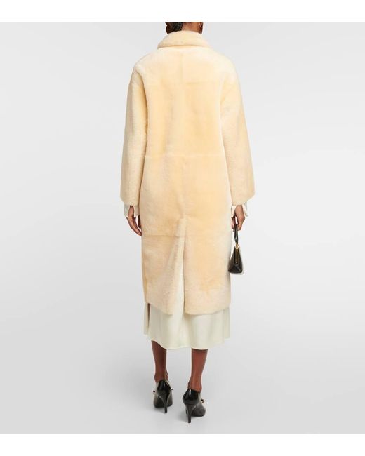 Blancha Yellow Double-breasted Shearling Coat