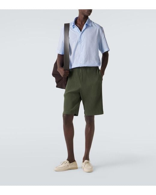 Homme Plissé Issey Miyake Green Color Pleats 2 Bermuda Shorts for men