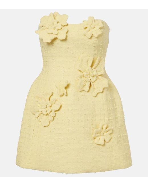 LEO LIN Yellow Rosario Tweed Bustier Dress