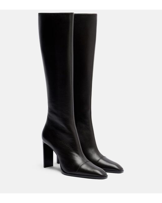 Saint Laurent Black Venetia Leather Knee-High Boots