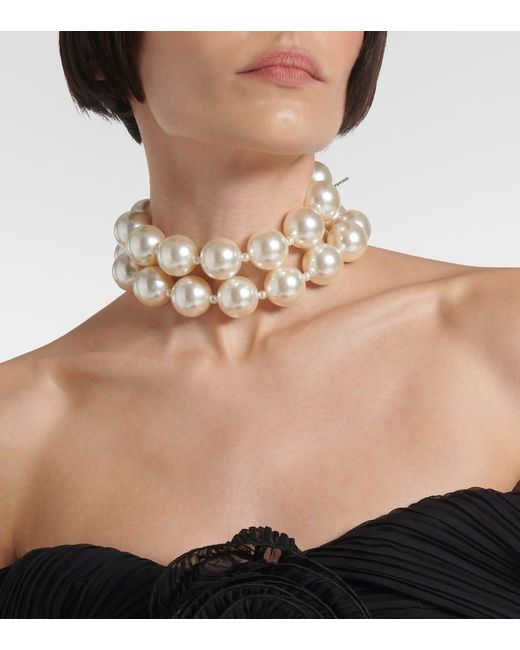 Collana di perle bijoux di Magda Butrym in Natural