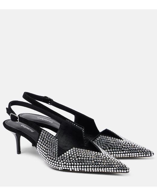 Coperni Black 65 Crystal-Embellished Leather Pumps